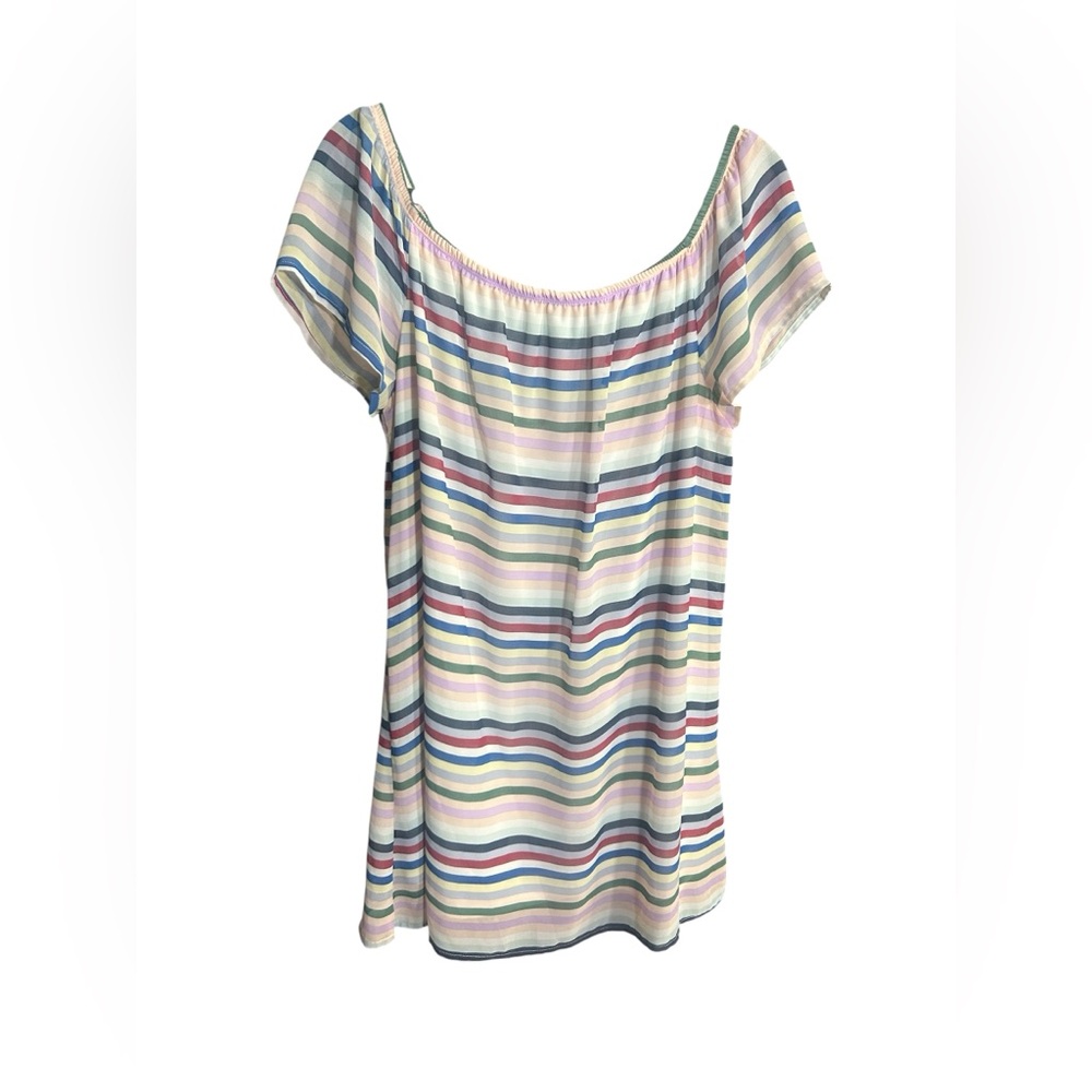 Soulmates Multi-Color Striped Off-Shoulder Dress